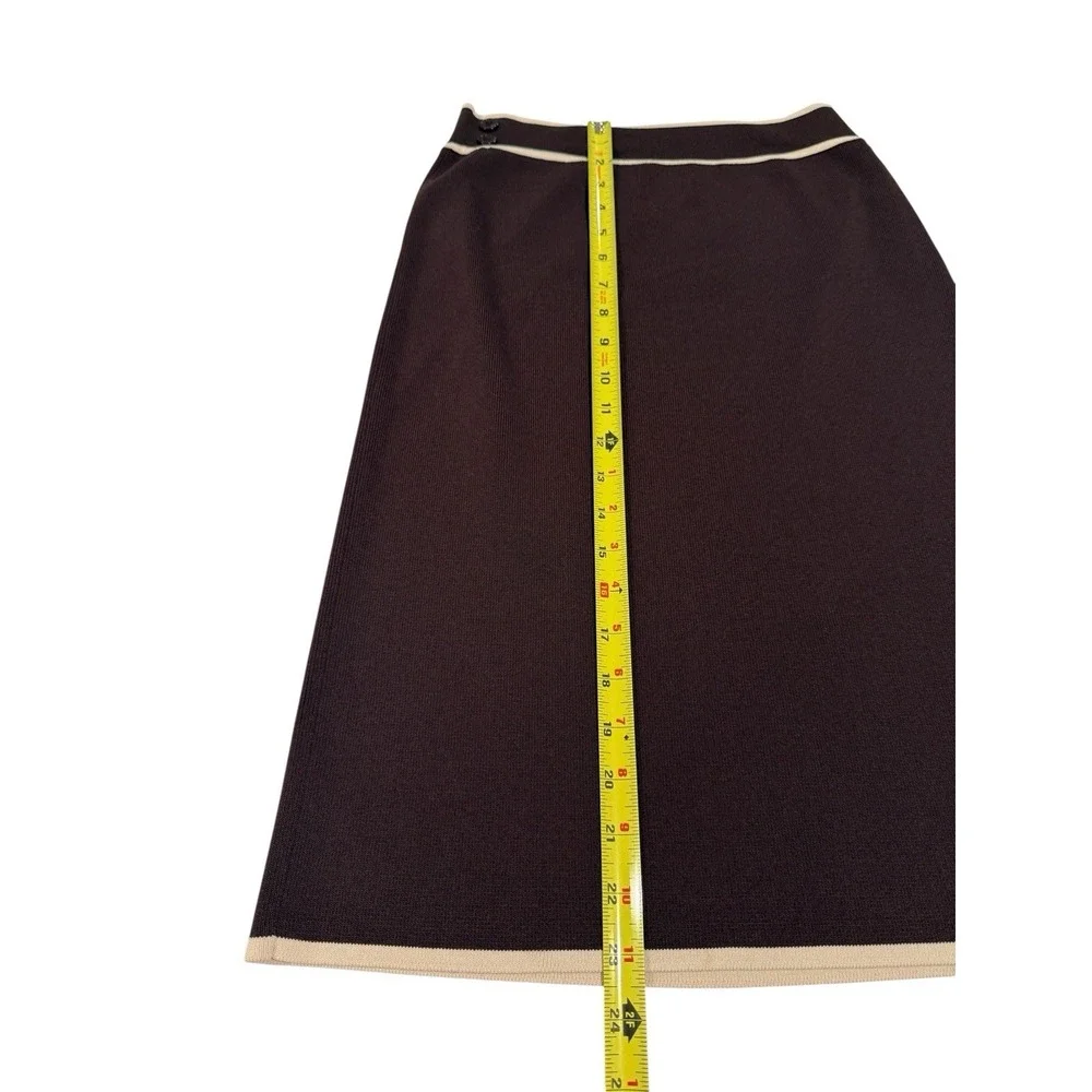 Vertigo Paris Brown Cream Knit Cardigan Skirt Set Women's S Vintage Style‎